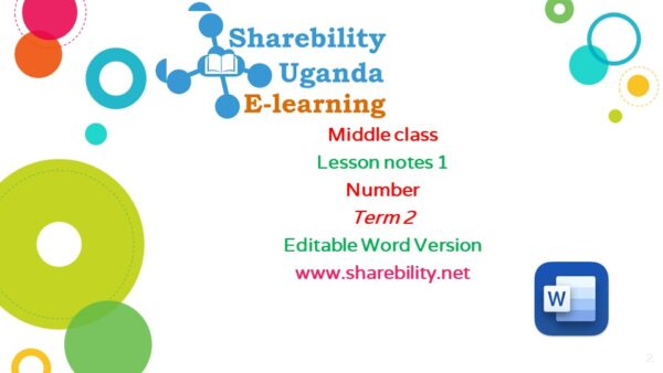 2 term I lesson notes  for  middle for number