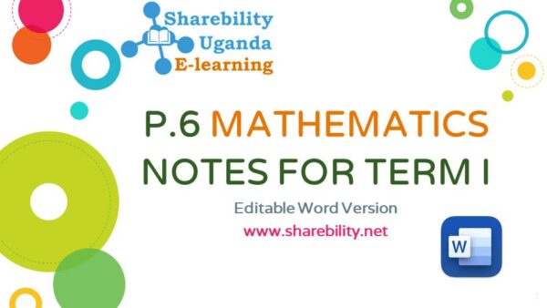 P.6 LESSON NOTES FOR MATHEMATICS, TERM ONE