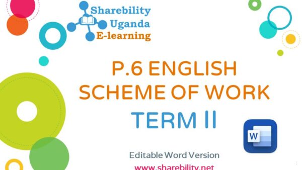 SCHEME OF WORK FOR PRIMARY SIX ENGLISH