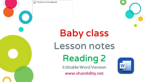 Lesson notes  for  Baby class for Reading 2